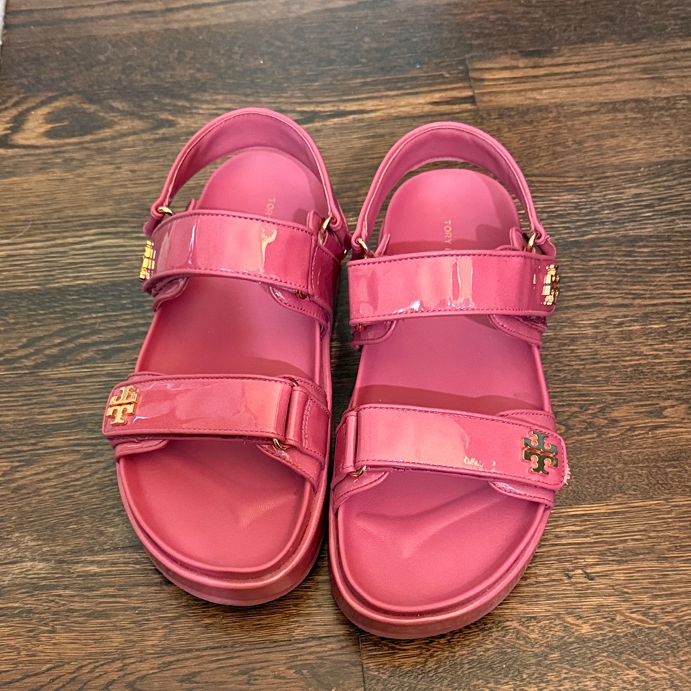 Tory Burch Pink Patent Leather Sport Sandals
